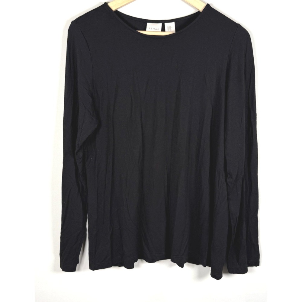 Kenar Womens Tunic Top Size XXL Black Long Sleeve Base Capsule Long Sleeve Top‎